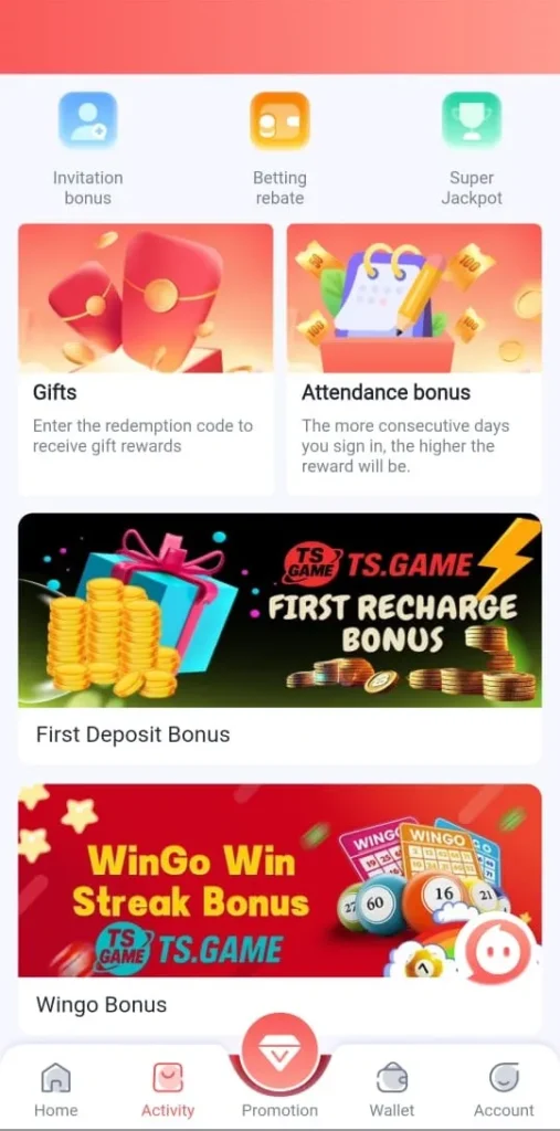 Gifts in TS Earning APP